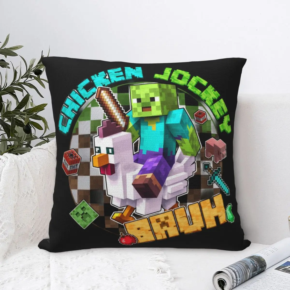 Chicken Jockey 8 Bit Game Pillowcases Bed Car Cushion Case Creative Decorative Pillow Cover 40*40