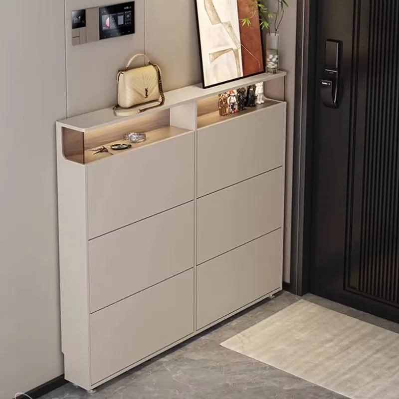Modern Doorway Wooden Shoe Cabinet Layered Large Capacity Design Storage Organizer Shoe Rack Luxury Designer Sapateira Furniture