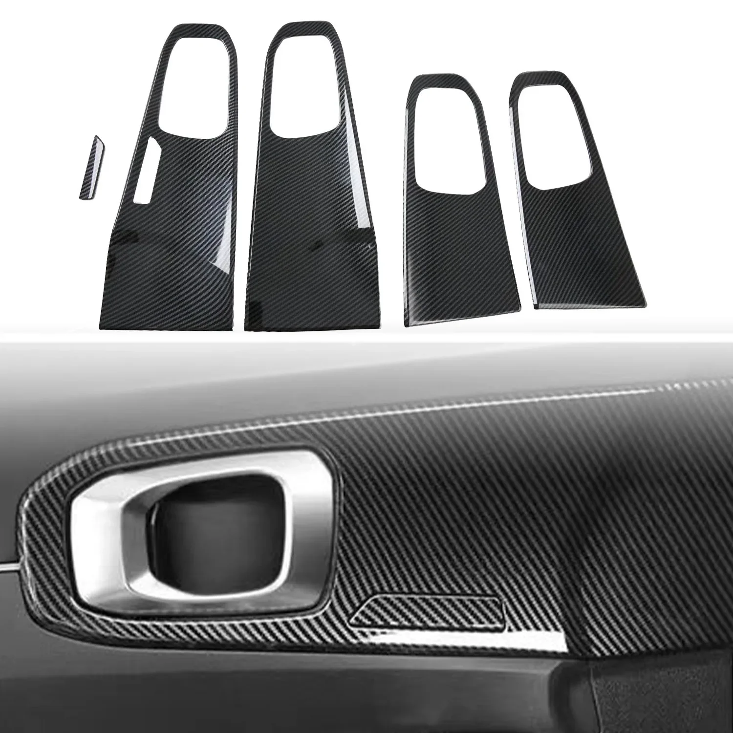 

For Kia Sorento MQ4 2021-2025 LHD ABS Carbon Fiber Car Inner Door Handle Panel Decoration Cover Interior Accessories ﻿
