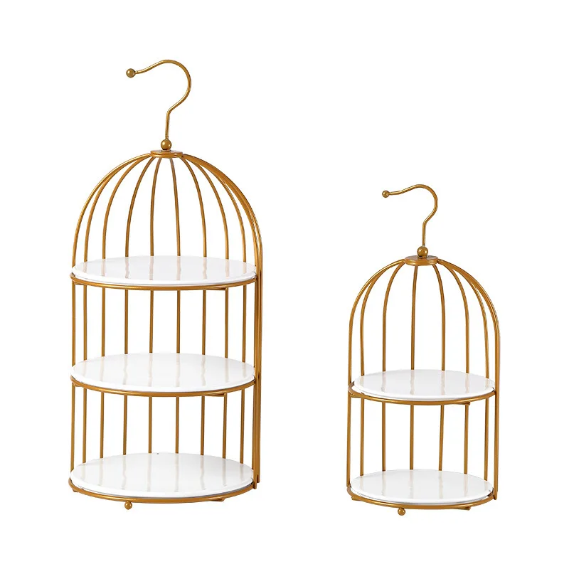 

Birdcage snack rack ceramic afternoon tea multi-layer cake tray display tray dessert table pastry paper cup bread three layers