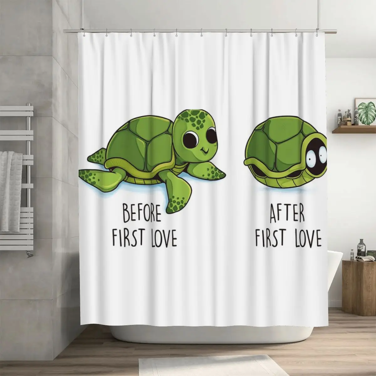 Before After First Love Shower Curtain Bathroom Polyester Waterproof Bath Curtains with Hooks