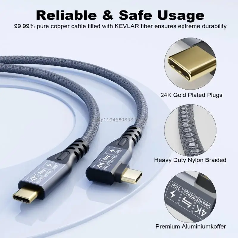 Straight Head USB C Extension Cable 20Gbps 240W for Fast Charging