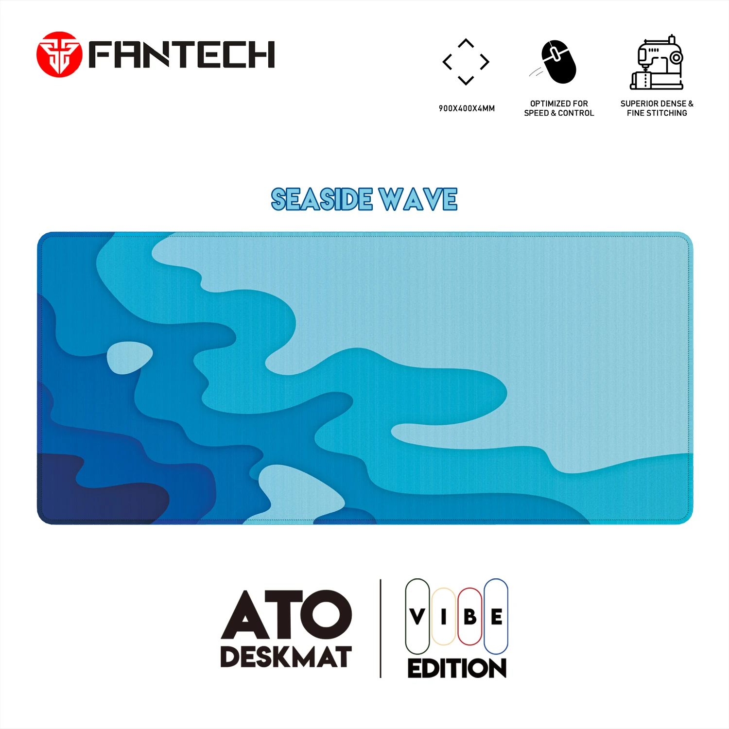 FANTECH ATO DESKMAT VIBE EDITION Gaming Mousepad 900x400mm COMFORT & CONTROL Water-Resistant and Anti-Fray Desk Mat