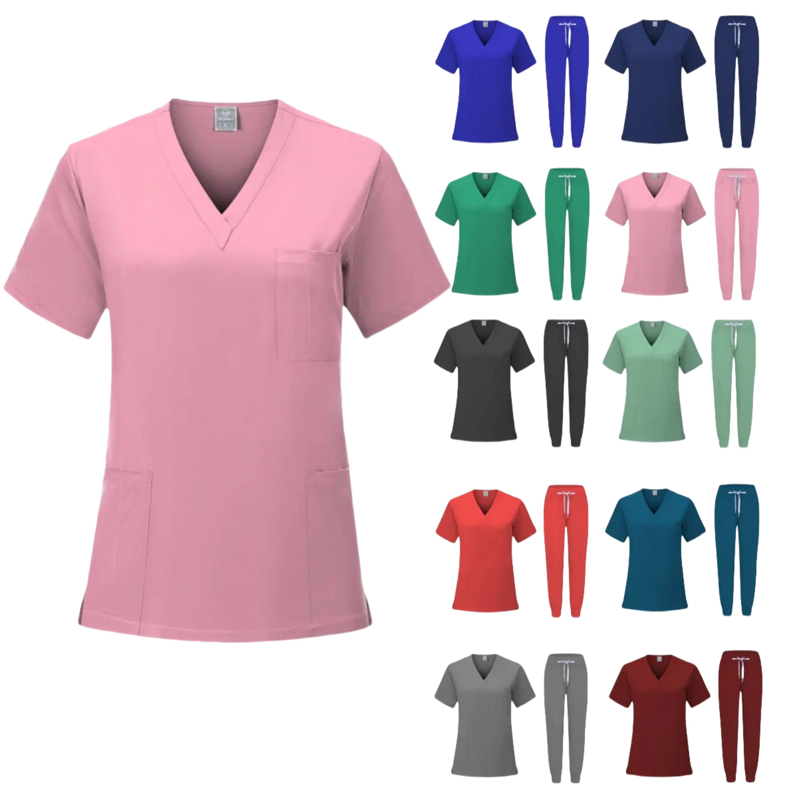 Fashion White Hospital Uniforms Nurse Beauty Dental Salon Work Clothes Custom LOGO Uniform Medical Scrubs Jogger Unisex Sets