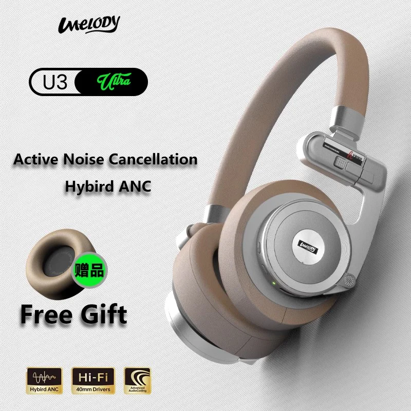 UMELODY U3 ULTRA ACTIVE NOISEWireless Headphones -30dB Active Noise Cancellation Certified Earphone Bluetooth FOR Merry Xmas