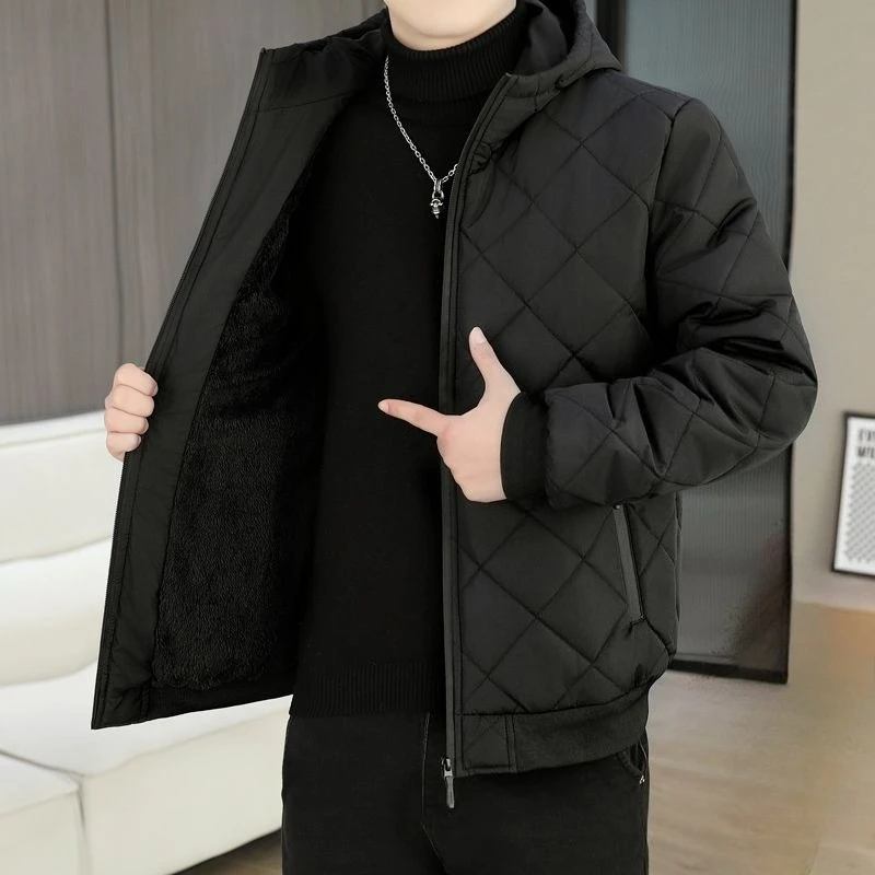 

Мужская зимняя теплая куртка с хлопковой подкладкой, поступление 2025 года, повседневное пальто с капюшоном на толстой флисовой подкладке для мужчин, сверхпрочная утепленная верхняя одежда