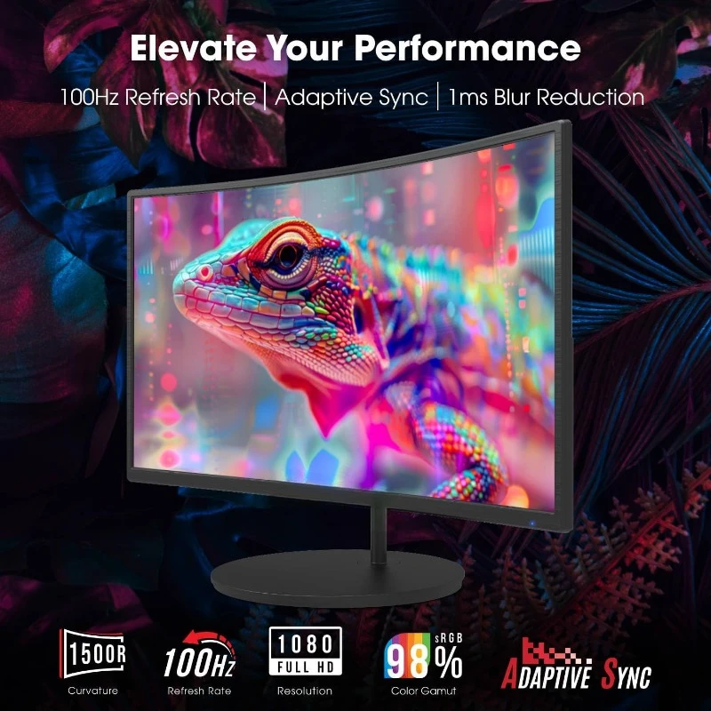 27 "haut-parleurs intégrés incurvés du moniteur HDMI VGA de FHD 1080p 75Hz LED, noir sans bord en métal 2019 (C275W-1920RN)