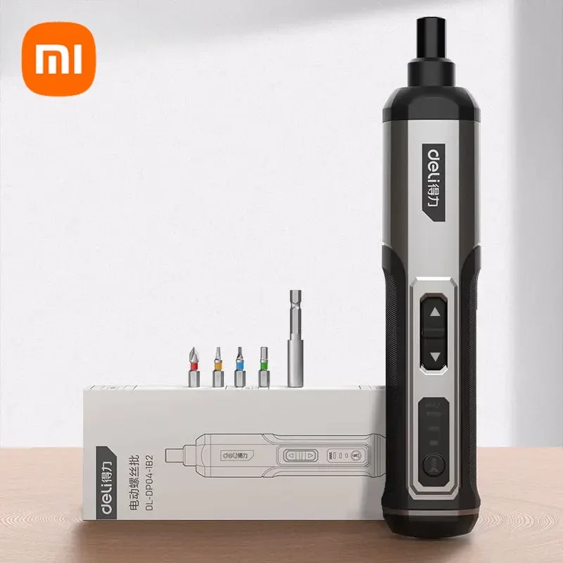 

New Xiaomi Deli 3-Speed Large Torque Cordless Electric Screwdriver 2000mAh Battery Drill 4V Power Tool Set Household Maintenance