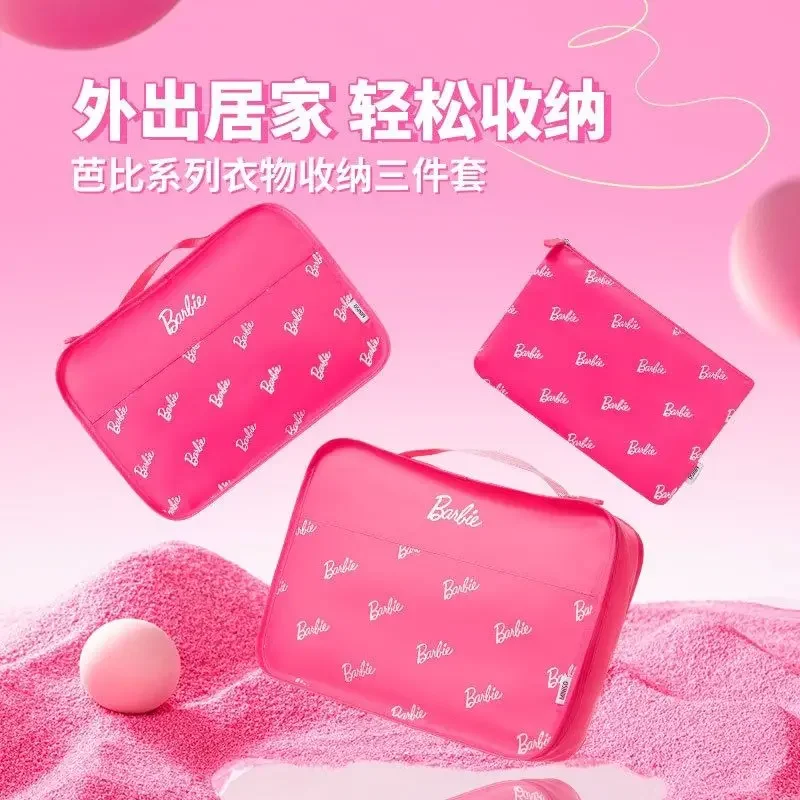 Anime Miniso Barbie Storage Bag Cartoon moda donna abbigliamento portatile Shopping Bag Kawaii Casual borsa cosmetica di grande capacità