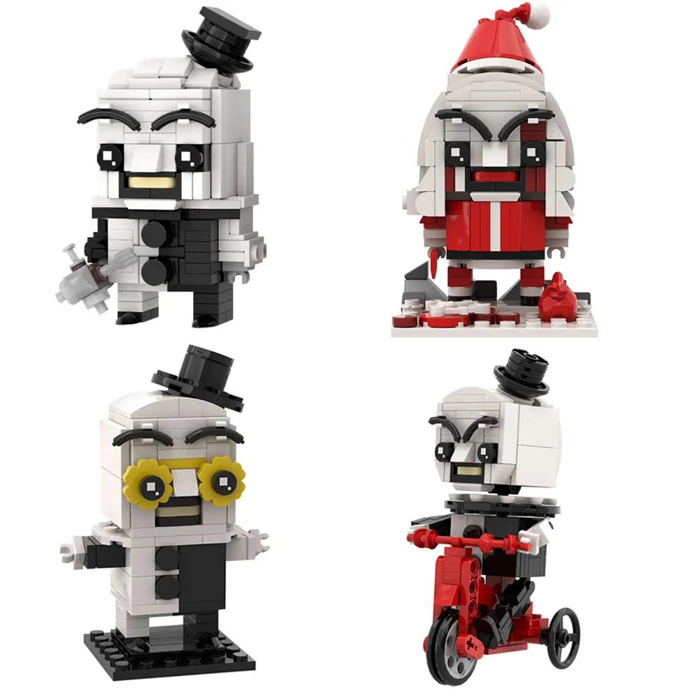 MOC-muñeco terrorífico, modelo de bloques de construcción, película de terror, arte terrorífico, figura de payaso de terror, juguetes de ensamblaje, regalo para niños
