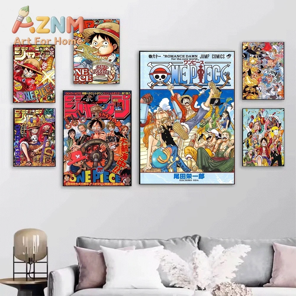 One Piece Vintage Manga Chapter Cover Anime Frameless Canvas Wall Art Poster Home Bedroom Living Room Decor Art Print Wall Pic