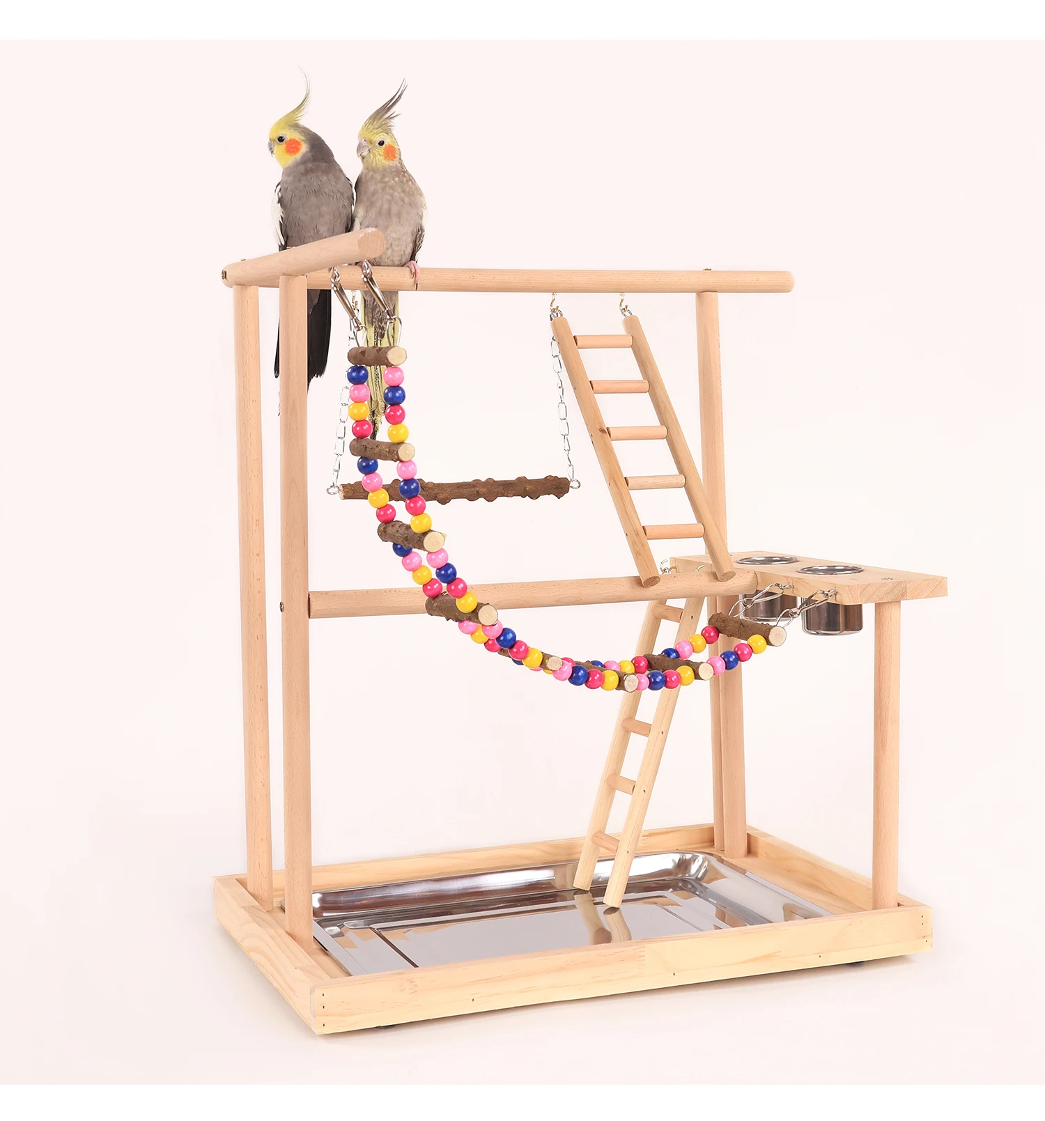 Wood Parrot Stand Parrot Decompression Toy Stand Pole Swing Ladder Climbing Frame Bird Stand Tree Branch Stairs Suspension Brid