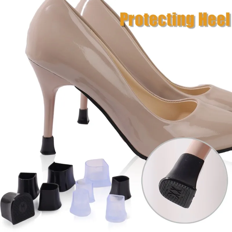 60pcs Silicone High Heel Caps Stoppers Anti-slip Heel Covers Noise Reduction Protectors Thin Thick Heels Shoe Care Kit Accessory