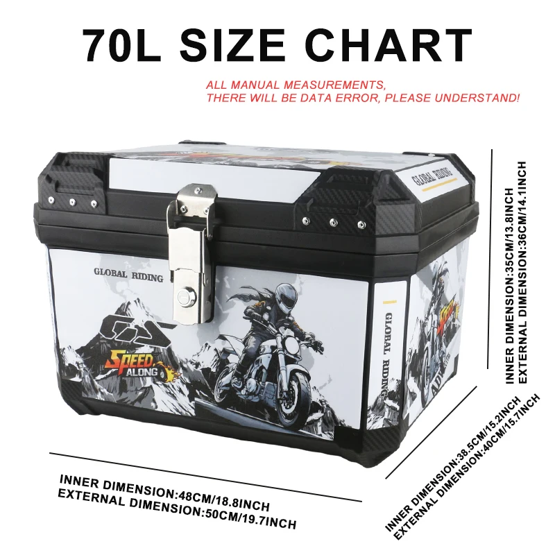 70L مربع خلفي دراجة نارية العالمي جذع ل R1200GS R1250GS F800GS F850GS G310gs العلوي الخلفي الأمتعة أداة مربع خلفي سعة كبيرة #3