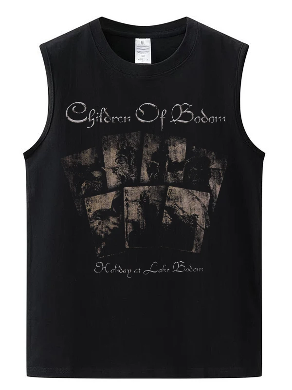 Children of Bodom Band American Casual Pure Cotton Metal Rock Style Sleeveless Tank Top Black Youth Summer Wear Moisture Wicking