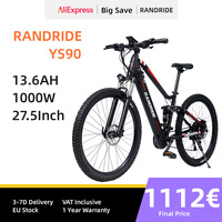 RANDRIDE YS90 Electric Bike 1000W 48V 13.6Ah E bike Full Suspension MTB bike hydraulic brake 27 gears Electric Bicycle EU Stock