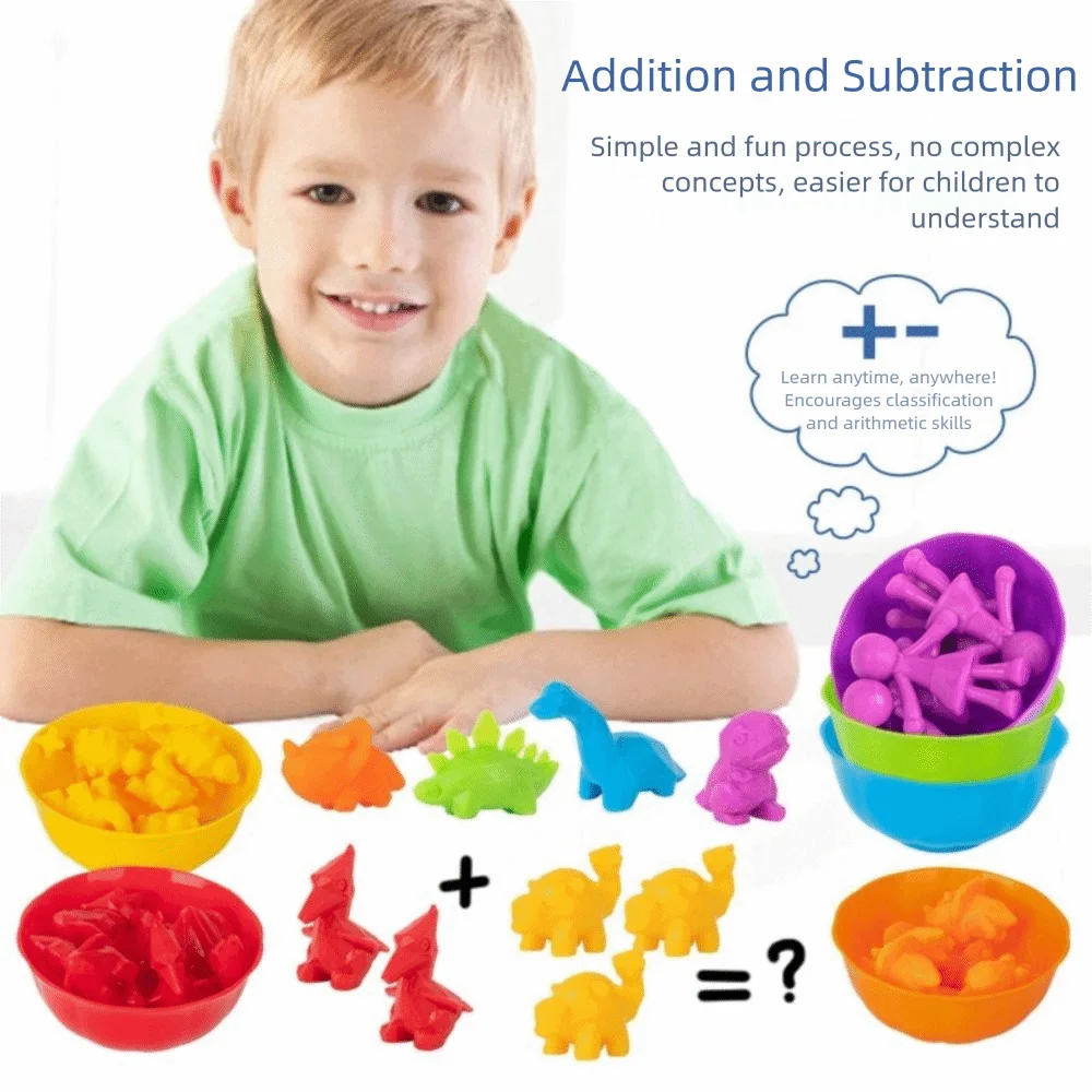 لعبة العد المطاطية الناعمة بألوان قوس قزح على شكل الدب والأشكال الديناصورات متعددة الألوان لعبة سيارة المرور الحيوانية لعبة مطابقة التعليم المبكر