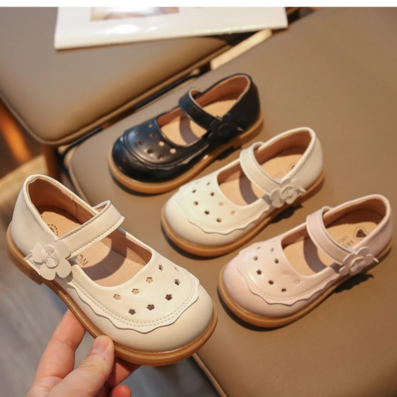 

Girls' PU Leather Footwear Spring Autumn New Princess Flats Soft-soled Loafer Single School Shoes for Kids Girls