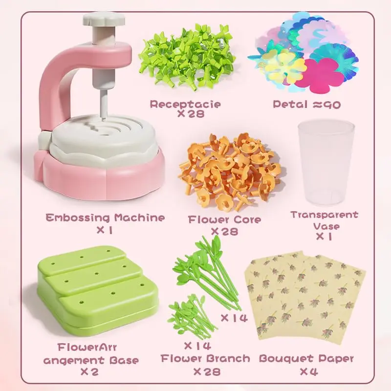 Zestawy do rękodzieła DIY dla dzieci - Zabawka na targ kwiatowy, Buduj bukiet kwiatów, Edukacyjna aktivność, Prezent na urodziny dla przedszkolaka