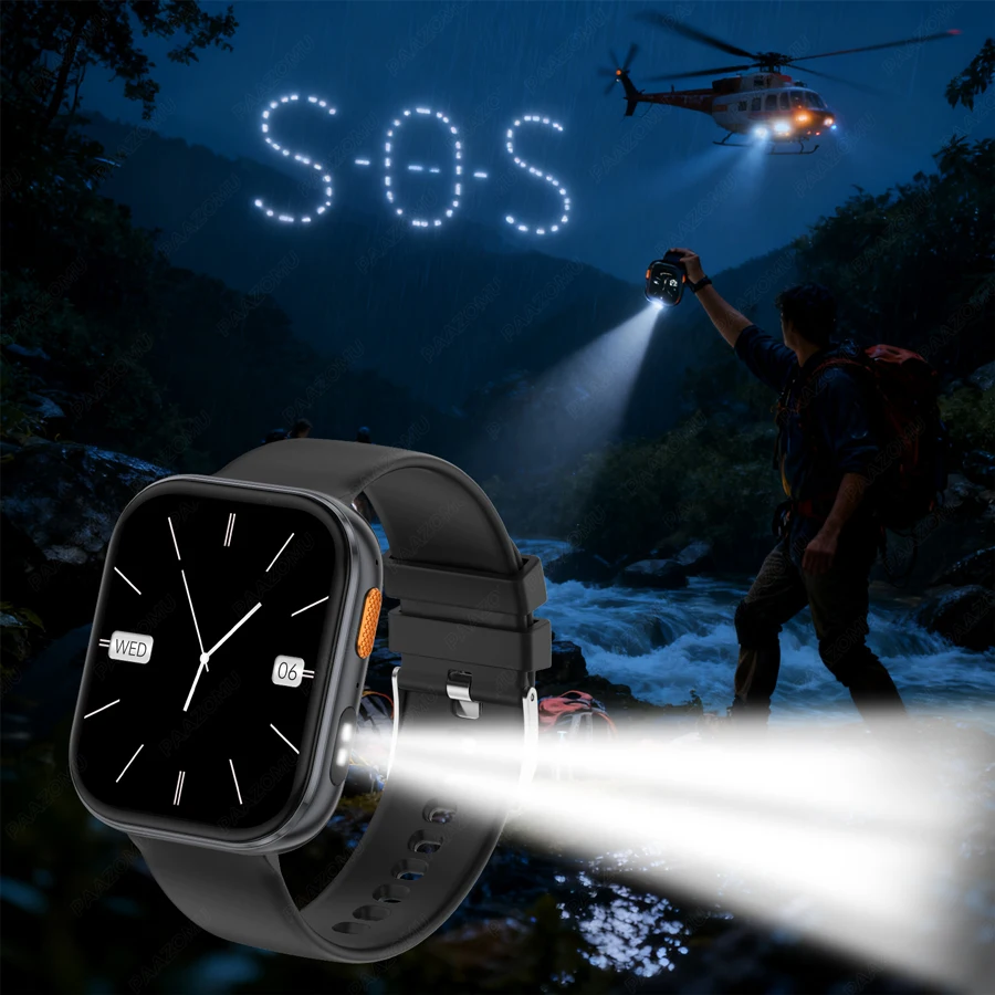 2025 New 1000mAh Battery Smart Watch Men Women Heart Rate LED Flashlight Bluetooth Call IP68 Waterproof SmartWatch for Android i