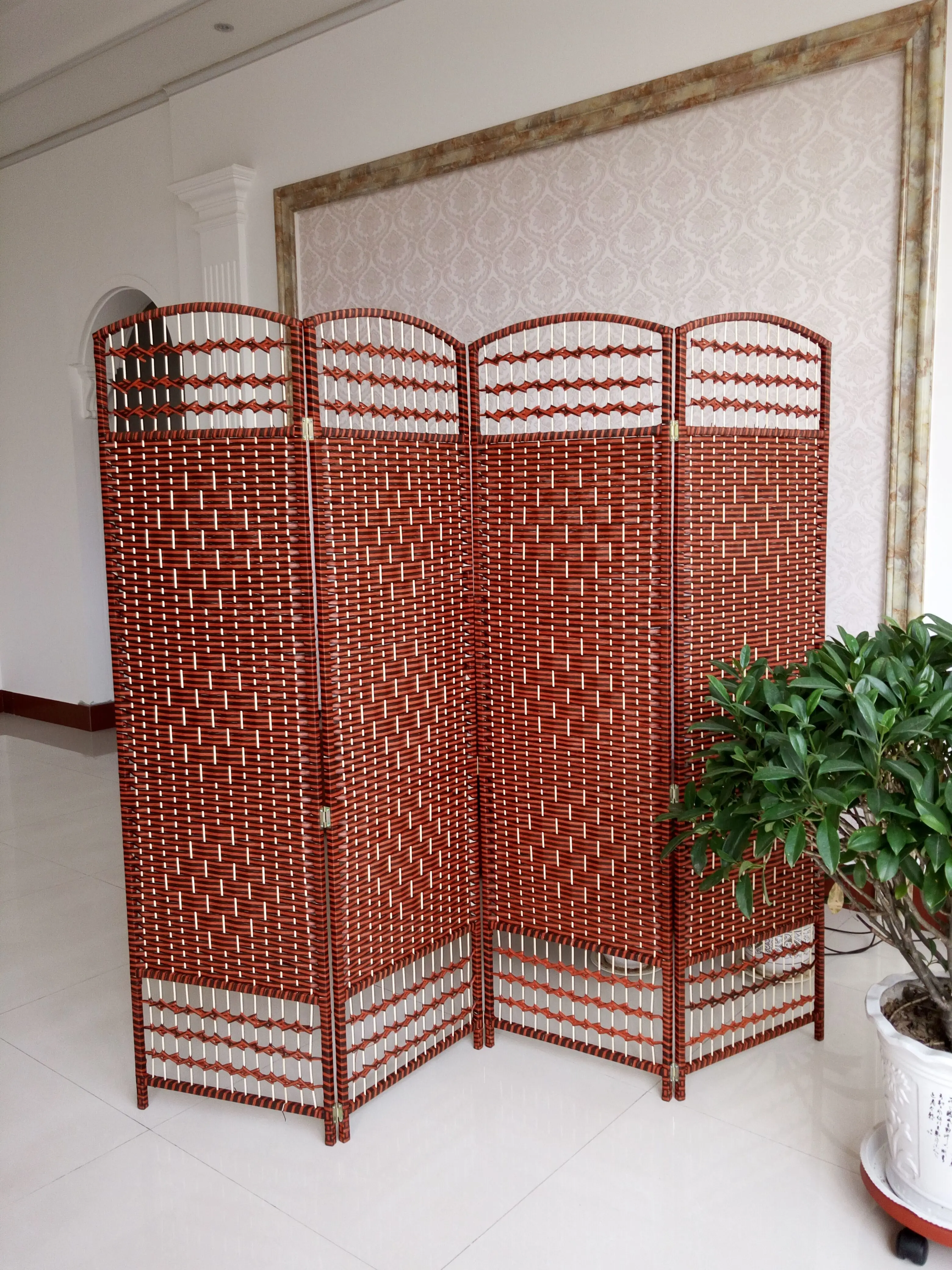 Straw and Rattan Woven Screen