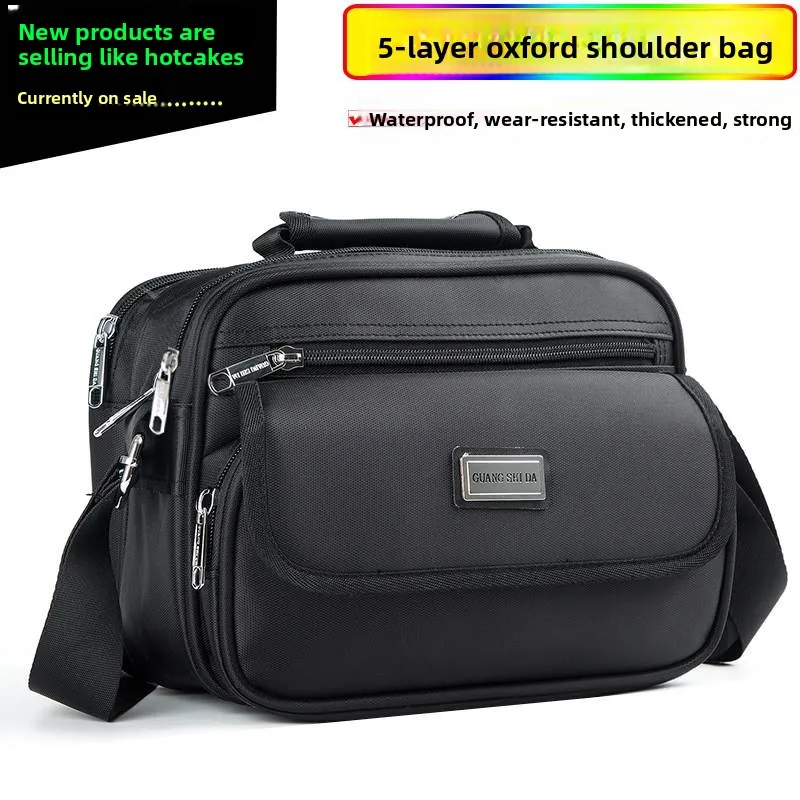 

Waterproof Ox Single oulder Bag Large Capaci Busin Doing Wallet Crossbody Multi-layer Faion New Men Women Caie...