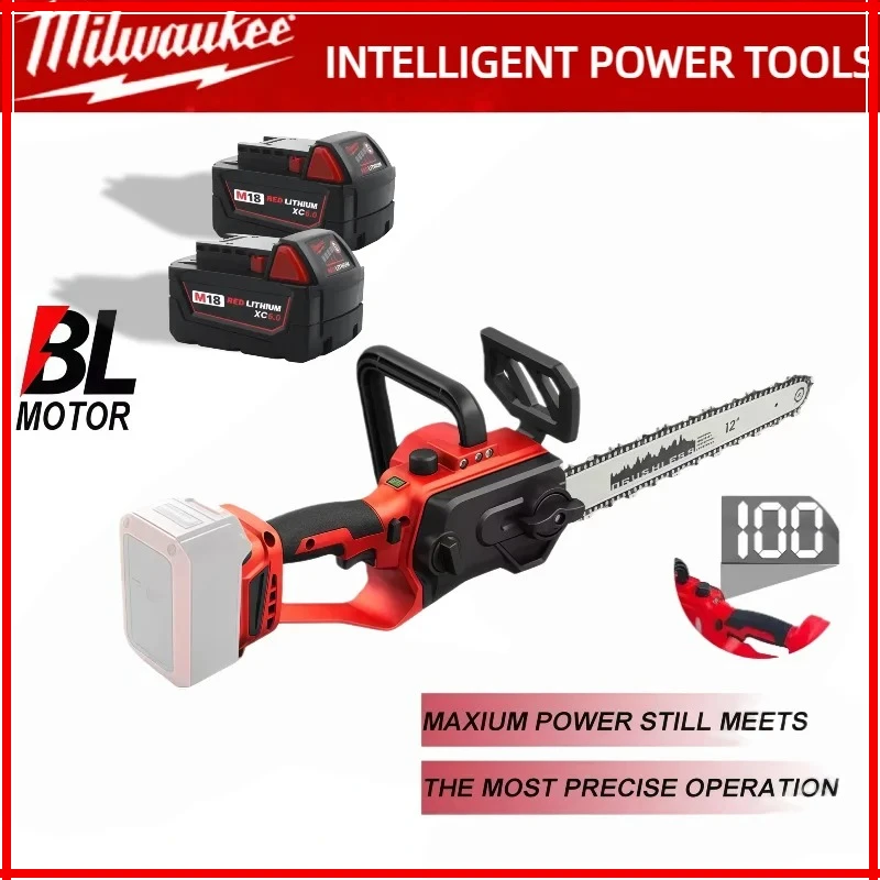 Milwaukee 12Inch  Chainsaw Cordless Electric Pruning Chain Saws Garden Wood Cutting Power Tools