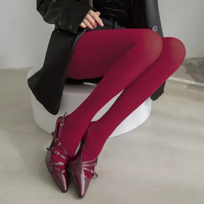 1/2Pcs Sexy Wine Red Stocking for Women Burgundy Thin Thick Super Elastic Sexy Tights Anti-Hooker Senior Pantyhose Long Stocking