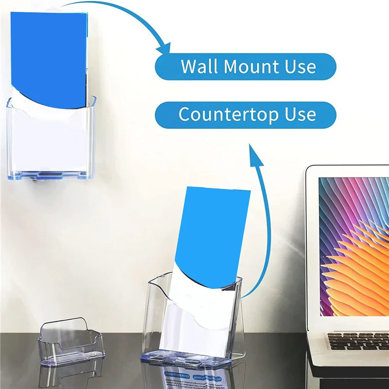 

ABVG-Acrylic Brochure Holder, 12 Pack Trifold 4 Inches Wide Pamphlet Holder Wall Mount/Countertop Organizer For Display Flyer
