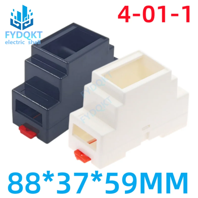 1pcs DIN Rail PLC Plastic Electronics Junction Box Project Case 88x37x59mm 4-01-1 35-Rail Mounting Instrument Housing ABS Shell