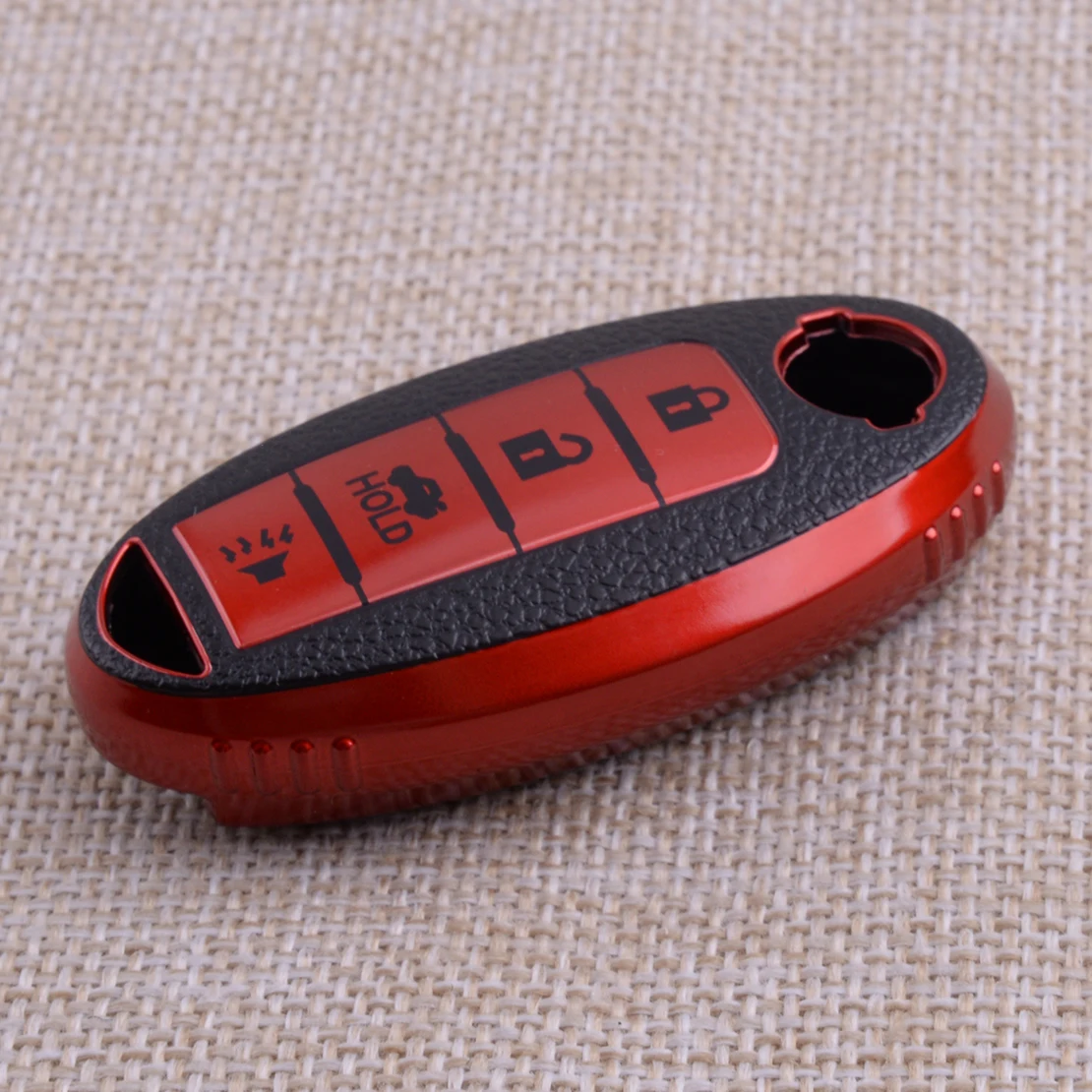 New 4 Buttons Smart Key Fob Cover Case Holder with Keychain Red Fit for Nissan Rogue Qashqai Titan Altima Infiniti Q30 Q50 QX60 view 4