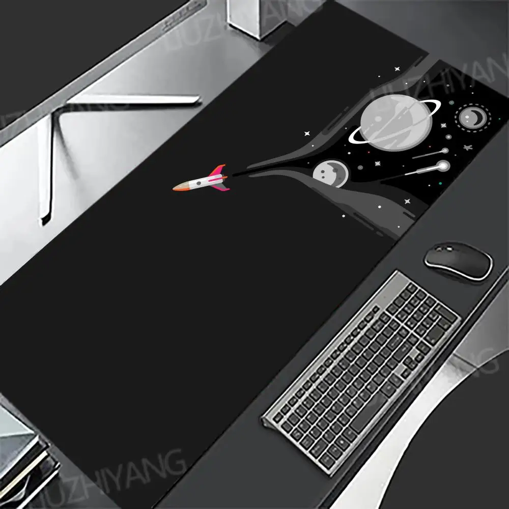 Space Rocket Large Mouse Pad Desk Mat Gaming Mats Office Non-Slip Stitched Edge Keyboard Rug Extended Computer Long Mouse Pads