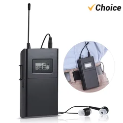 WPM-200 UHF Wireless Audio System Receiver LCD Display 6 Selectable Channels 50m Transmission Distance with earphone
