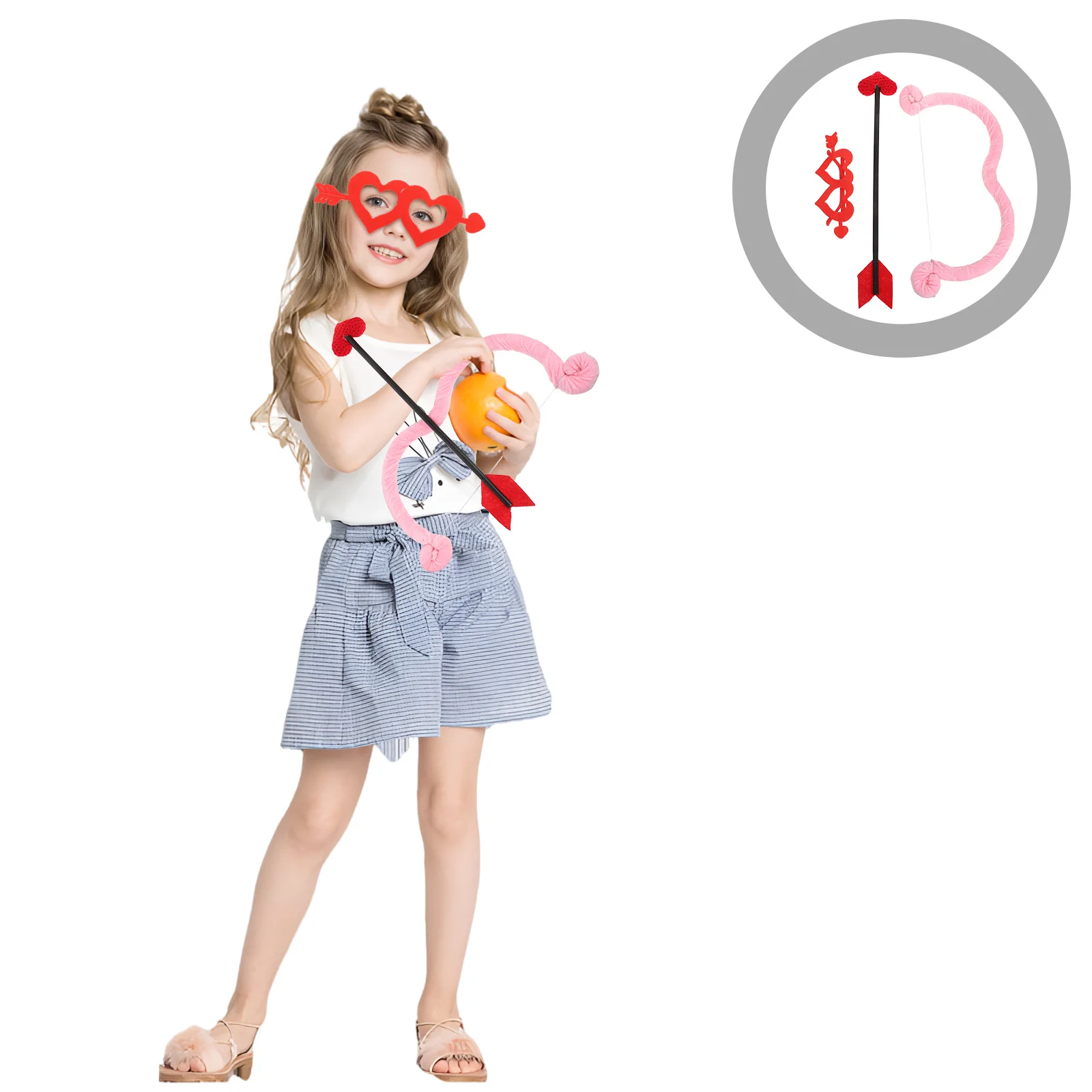 

1Set Heart Glasses Cupid Bow Arrow Valentine Costume Accessories Lightweight Party Cosplay Supplies for Valentines Day