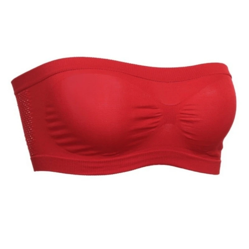 Sujetador tubo bandeau elástico sin tirantes, talla única, sin tirantes, parte superior trasera malla, color liso