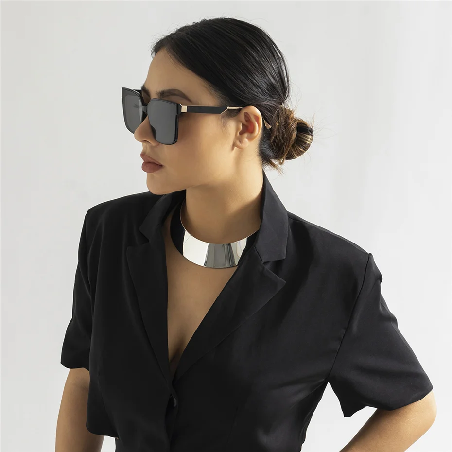 Übertrieben Chunky Metall Draht Drehmomente Choker Halskette Frauen Kragen Punk Gold Farbe Breite Glatte Kette Schmuck Bijoux Steampunk – Detail 8