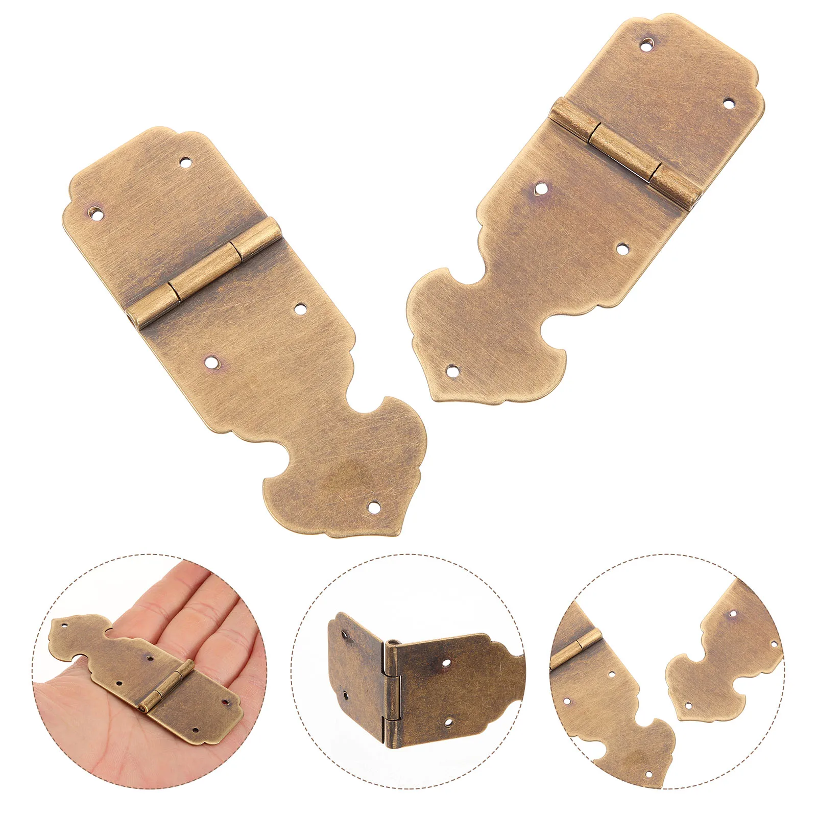 

2pcs Brass Vintage Cabinet Door Decorative Butt Hinges For Jewelry Box Wooden Chest Furniture Hardware Box Hinges