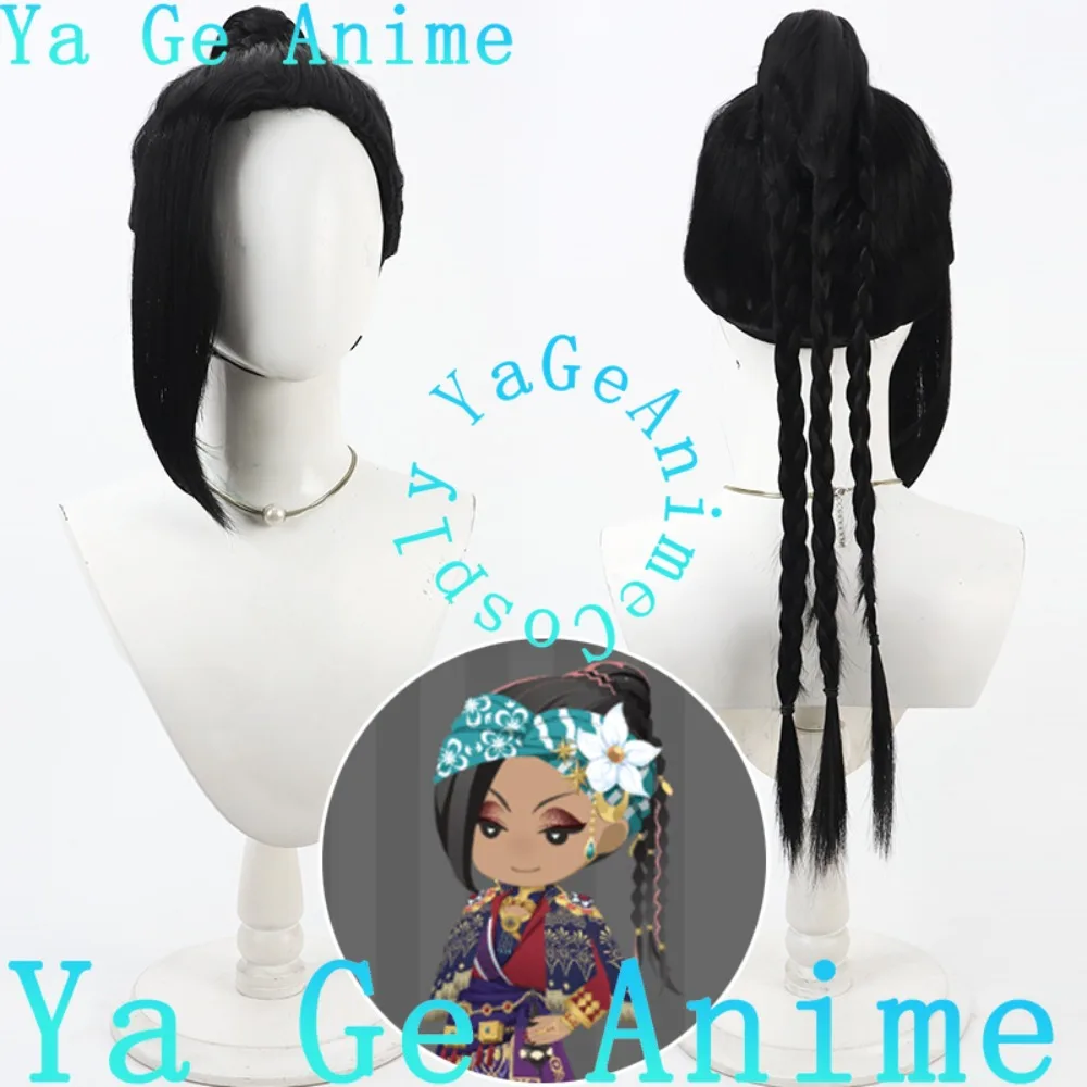 ヤゲ-アニメ-ツイステッドワンダーランド-ジャミル-コスプレウィッグ-ポニーテール-ハロウィン-アニメゲーム-リアルショーキャラクターウィッグ