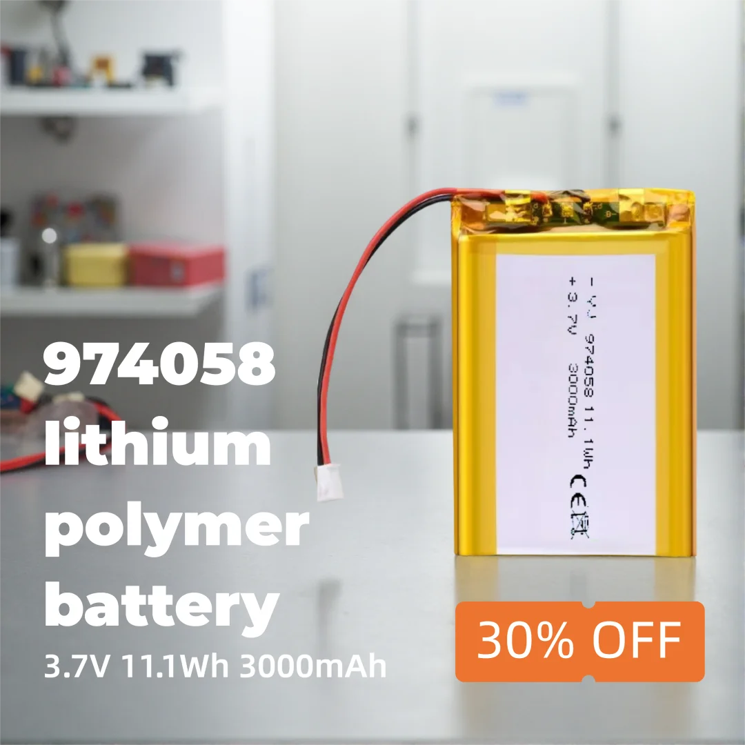 974058 3.7V 3000mAh Rechargeable Polymer Battery Designed for Portable Electronic Devices