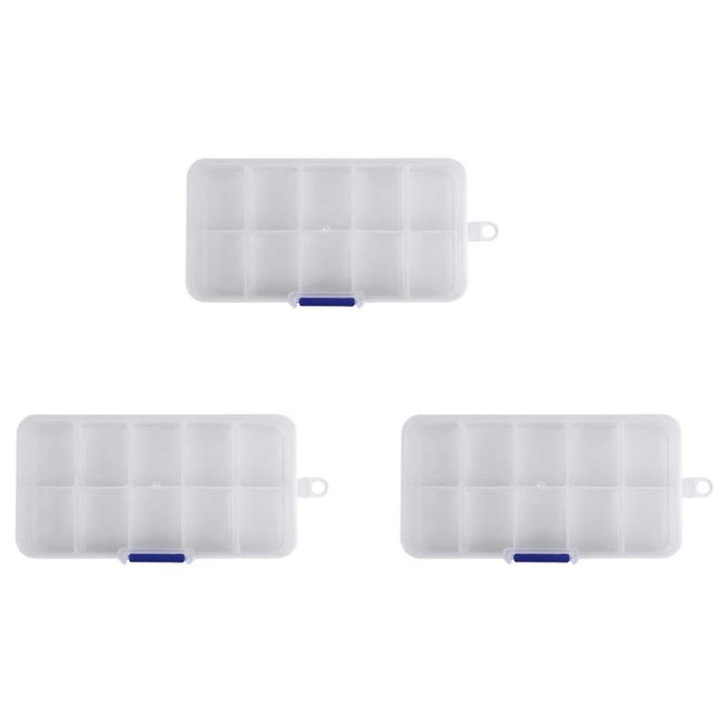 

3X 1 To 10 Compartment Plastic Storage Box Transparent For Pearl Pin Jewelry Tools Small Accessories