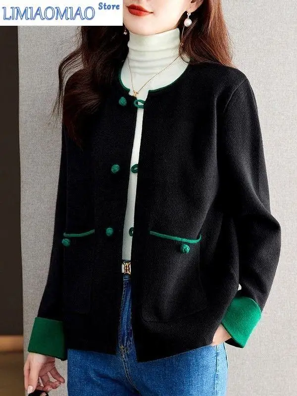 

Women's New Chinese Style Short Jacket Knitted Cardigan Top New in Outerwears Plus Size Women Jackets Winter Coat Jacket
