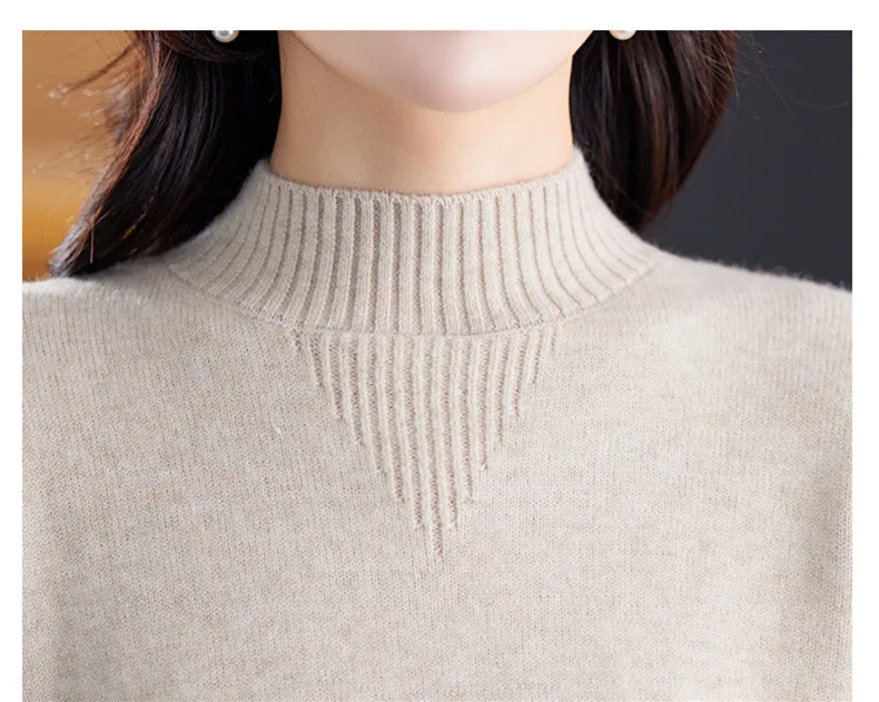 Vêtements féminins demi col roulé pull bas chemise chaud tricot automne hiver tricots Pulls Femmes Pulls Femmes hauts