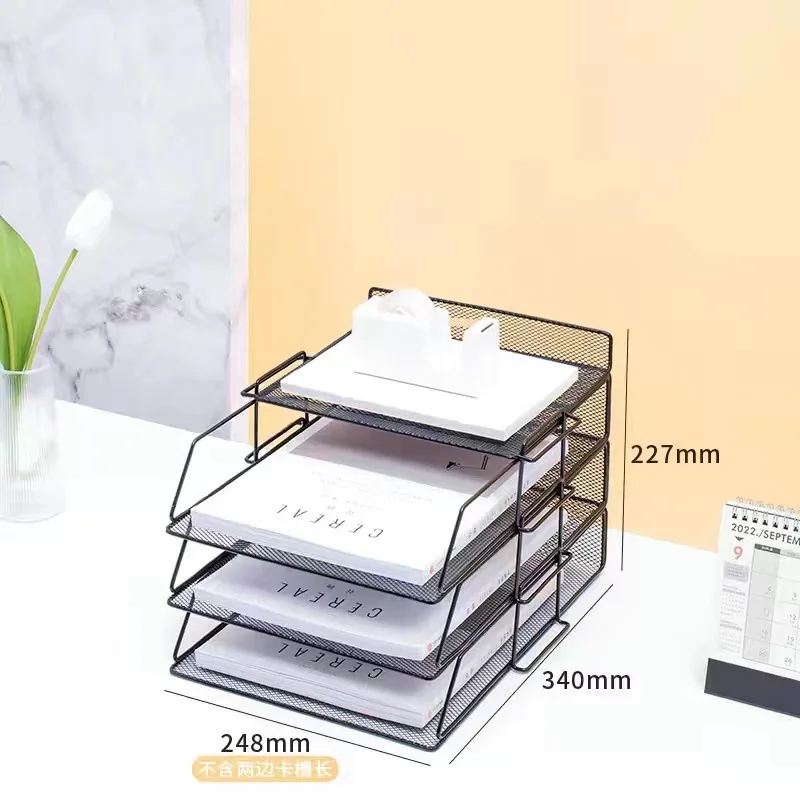 Office A4 Paper Desk Organizer Document File Letter Book Brochure Filling Tray Rack Shelf Carrier Metal Wire Mesh Storage Holder