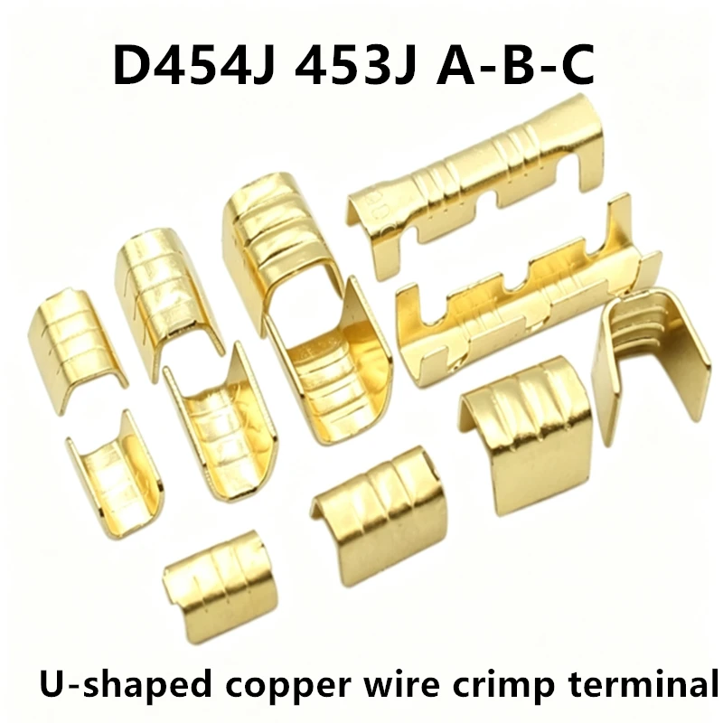 100Pcs DJ454 ABC Wire 0.5-6.0mm² U-shape copper wire crimp terminals Cold pressed connectors Cable lugs for wire splice terminal