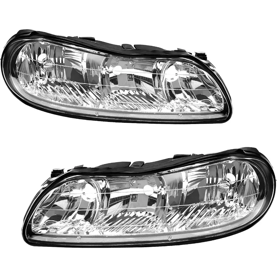 

Headlight Assembly Compatible with 19972003 Chevy Malibu and 19971999 Oldsmobile Cutlass Featuring Chrome Housing and Clear Len