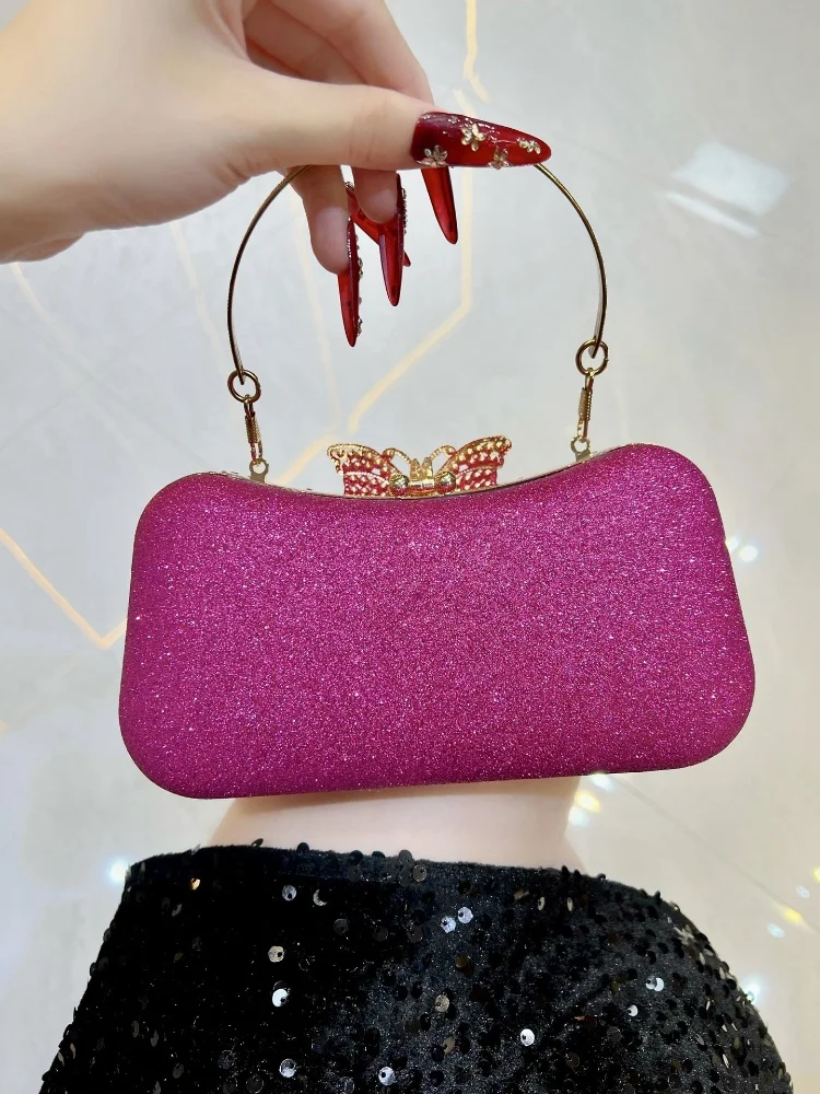 Moda 3d borboleta decoração saco de noite delicado feminino cravejado diamante bolsas casamento bolsa embreagem corrente sacos ombro