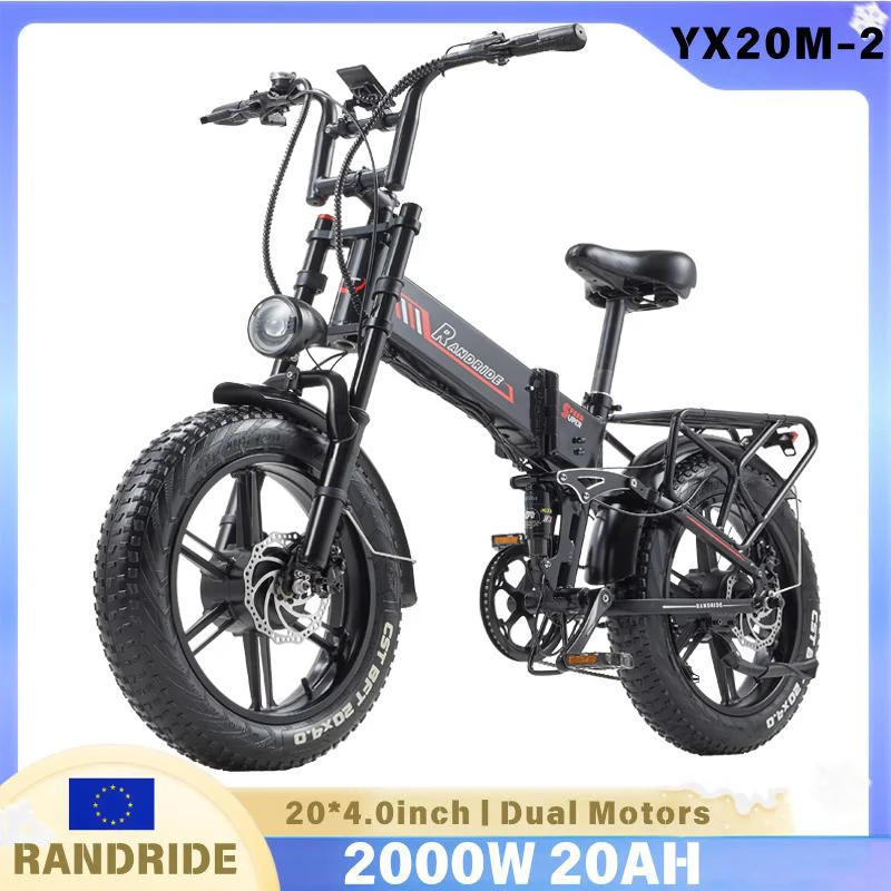 Vélo électrique pliable RANDRIDE YX20M 2000W 48V 20Ah 7 vitesses pneus 20 pouces tout-terrain larges
