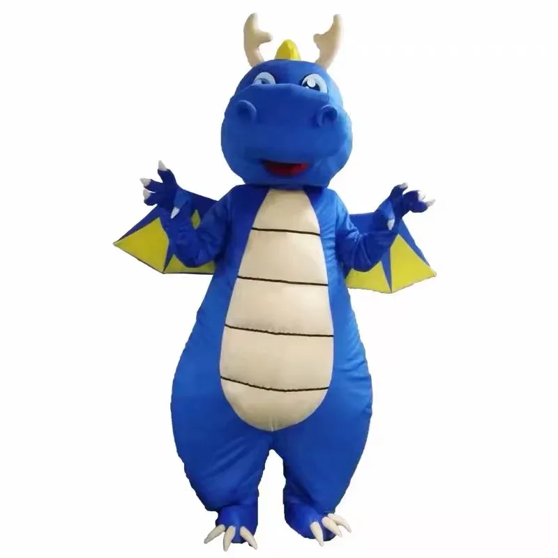 

New Adult Halloween Christmas Cute Blue Fly Drgon Mascotte Fancy Dress Cartoon Mascot Costume Plush Fancy Dress Mascot Costume