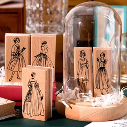 Vintage Characters Lady Decoration Stamp Wooden Rubber Stamps for Card Making Scrapbooking DIY Craft Supplies Standard Stamp