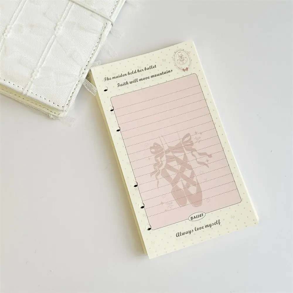 50Sheets A6 Loose Leaf Refill Paper Ballet Shoes Bowknot Inner Refill Spiral Binder Paper Notebook Separator Paper 6-hole